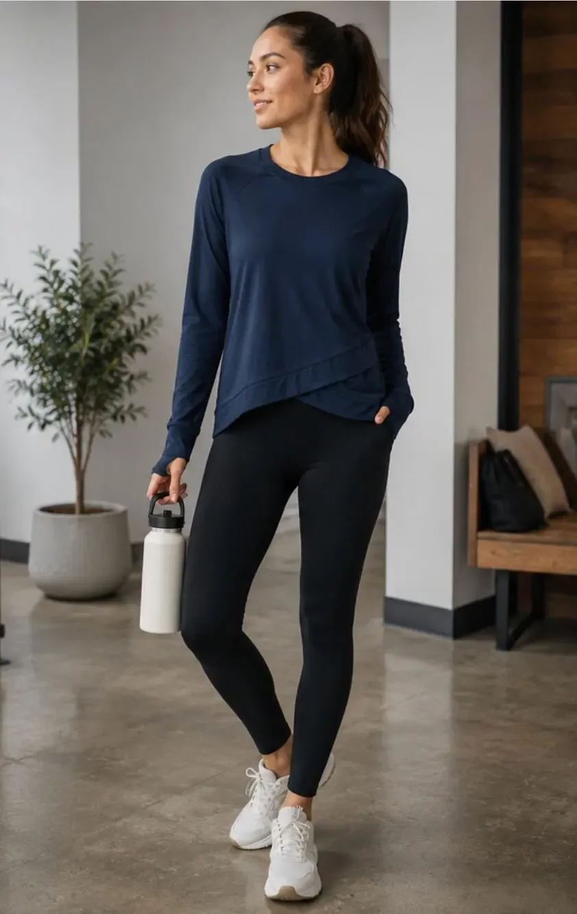 Athleta Cotton Passenger Wrap Top Tulip Blue Size XS